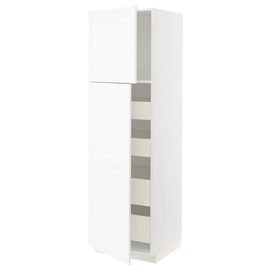 Высокий шкаф - IKEA METOD/MAXIMERA/МЕТОД/МАКСИМЕРА ИКЕА, 200х60х60 см, белый (изображение №1)