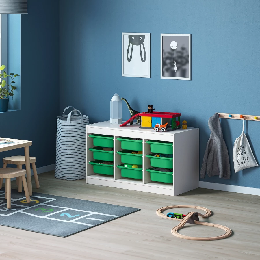 Стеллаж - IKEA TROFAST, 93х44х56 см, белый/зеленый, ТРУФАСТ ИКЕА (изображение №2)