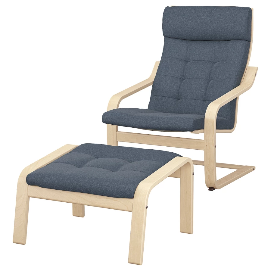 Кресло-качалка - POÄNG / POАNG IKEA/  ПОЭНГ ИКЕА,  72х62 см, синий (изображение №1)