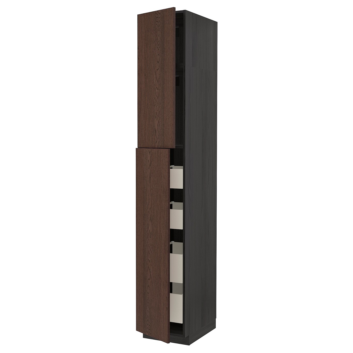 Высокий шкаф - IKEA METOD/MAXIMERA/МЕТОД/МАКСИМЕРА ИКЕА, 240х60х40 см, черный/коричневый