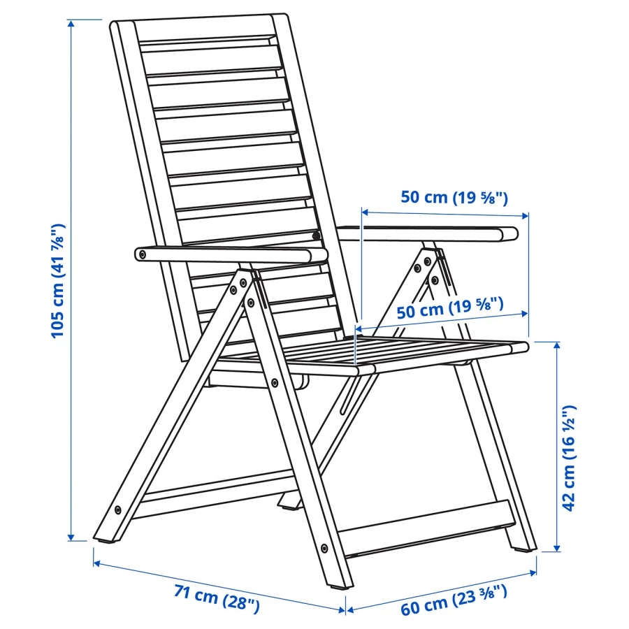 Регулируемый стул - IKEA NÄMMARÖ, 105x71x50см, коричневый/светло-коричневый, НЭММАРО ИКЕА (изображение №4)