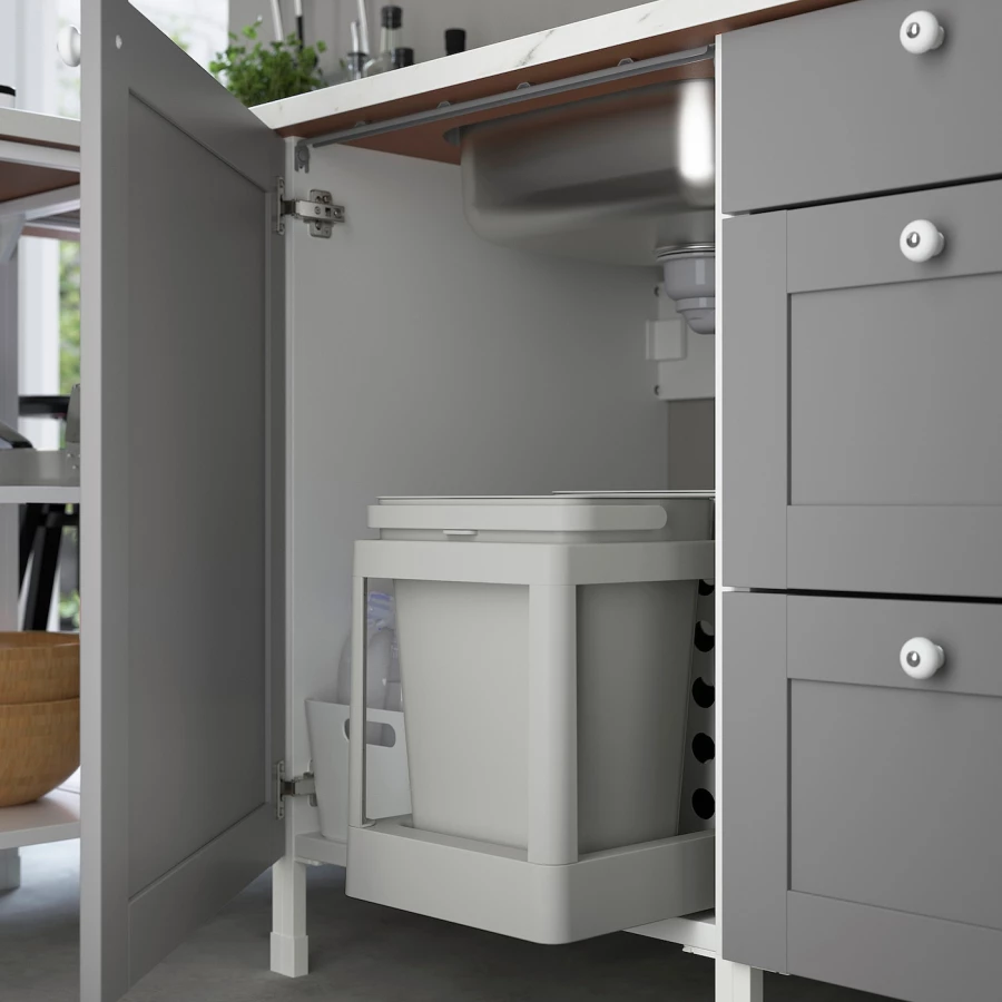 Кухня - ENHET  IKEA/ ЭНХЕТ ИКЕА, 243х222 см, белый/серый (изображение №6)