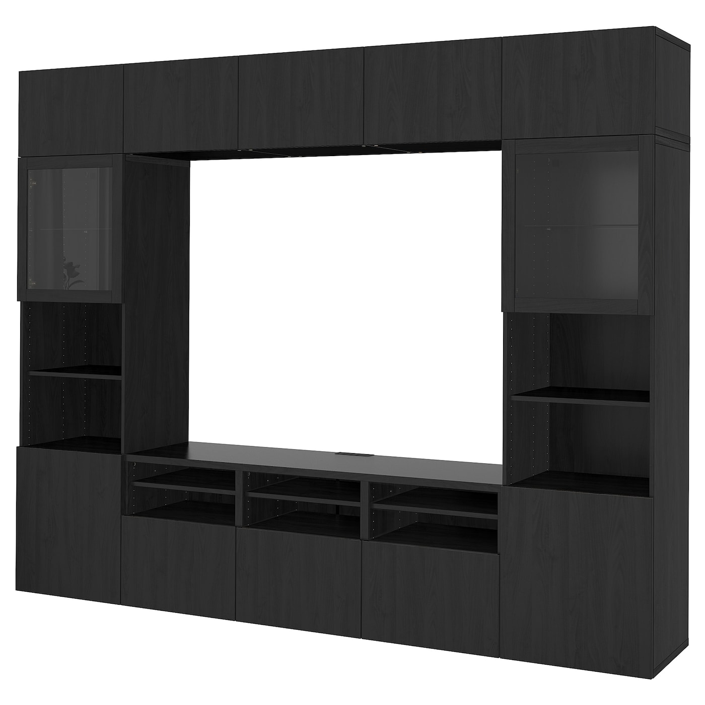 Комбинация для хранения ТВ - IKEA BESTÅ/BESTA, 231x42x300см, черный, БЕСТО ИКЕА