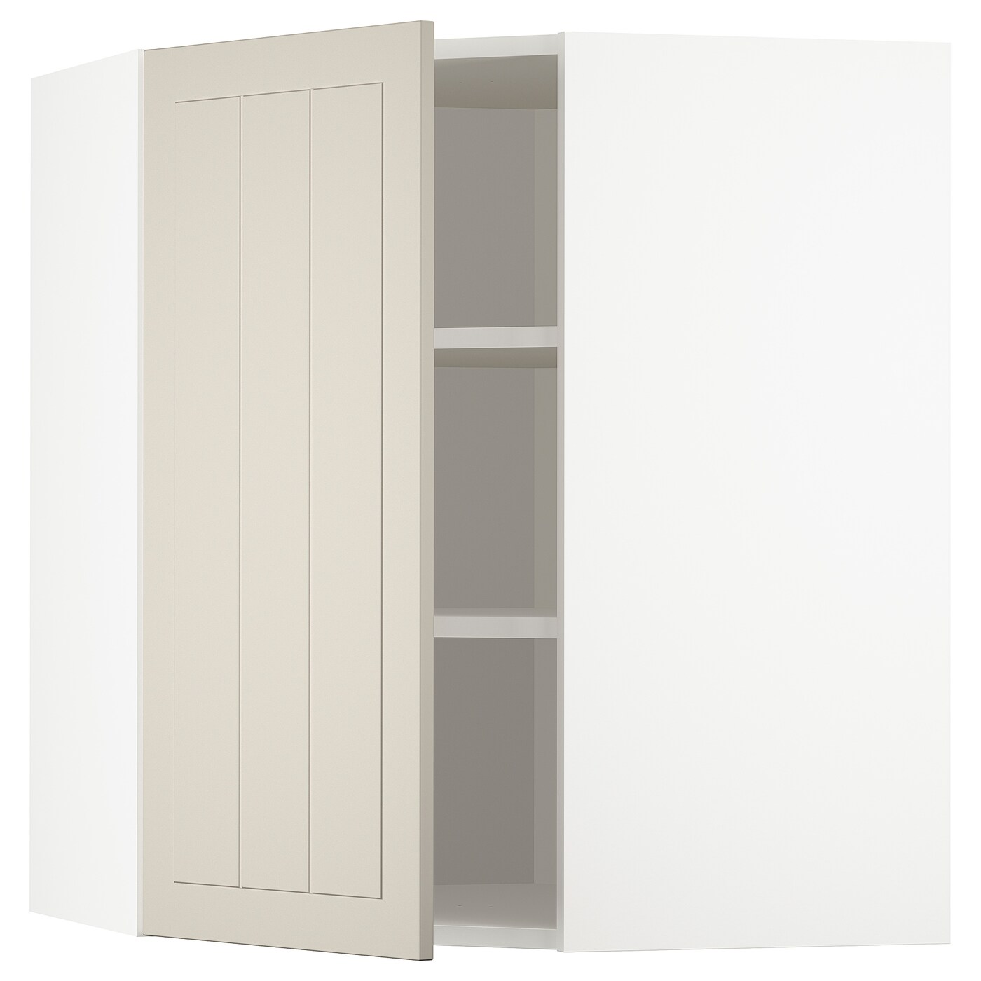 Угловой навесной шкаф с полками - METOD  IKEA/  МЕТОД ИКЕА, 80х68 см, белый/бежевый