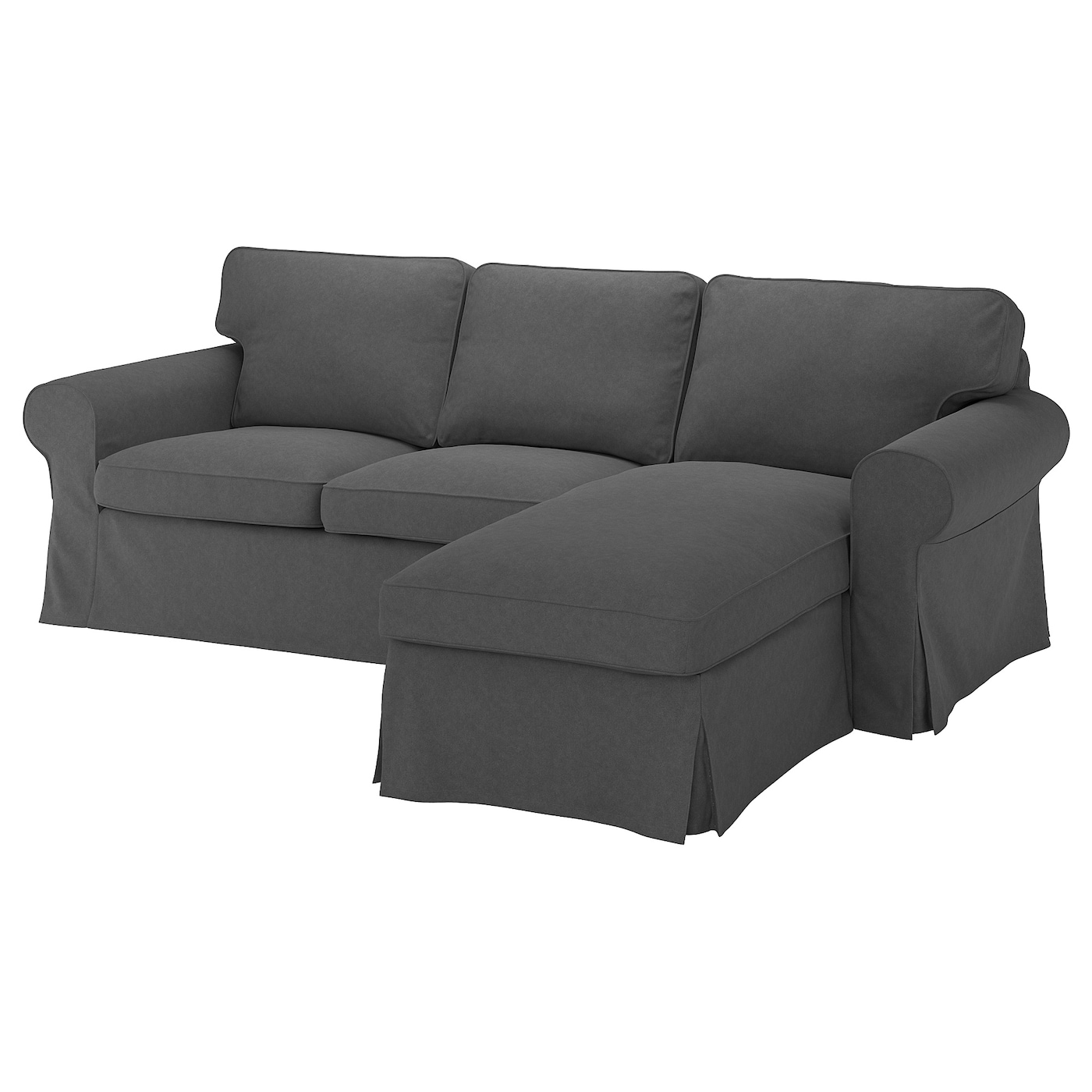 EKTORP Чехол на 3-местный диван с шезлонгом/Таллмира средний серый ИКЕА