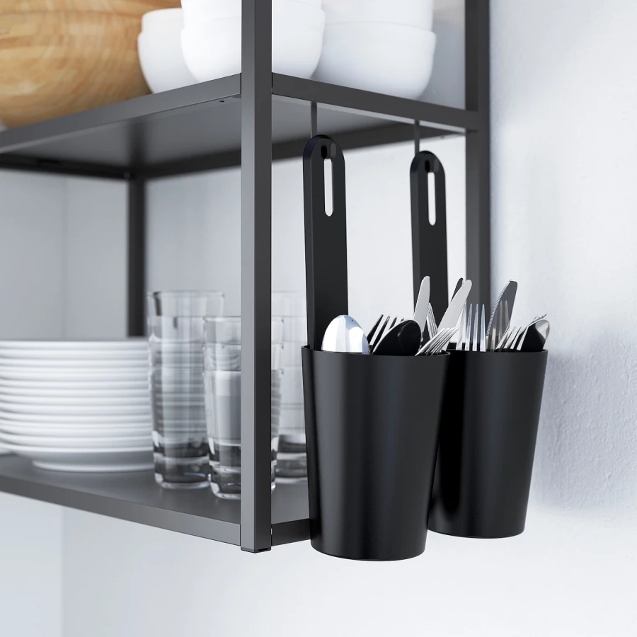 Кухонная комбинация для хранения -  ENHET  IKEA/ ЭНХЕТ ИКЕА, 123x63,5x222 см, белый/черный (изображение №10)
