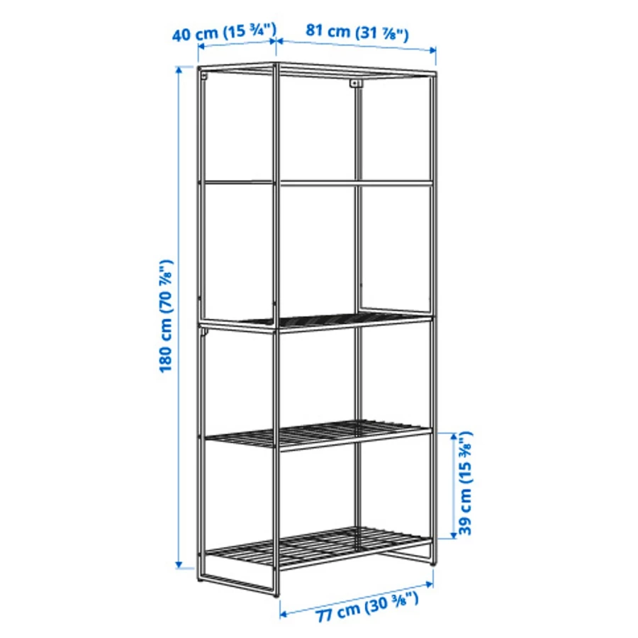 Книжный шкаф - JOSTEIN IKEA/ ЙОСТЕЙН ИКЕА,  180х81 см, белый (изображение №4)