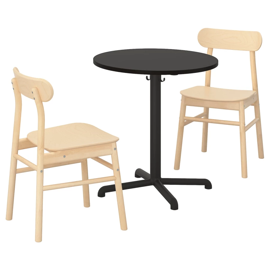 Стол и 2 стула - STENSELE / RÖNNINGE IKEA/СТЕНСЕЛЕ/РЕННИНГЕ ИКЕА,70 см, черный/бежевый (изображение №1)