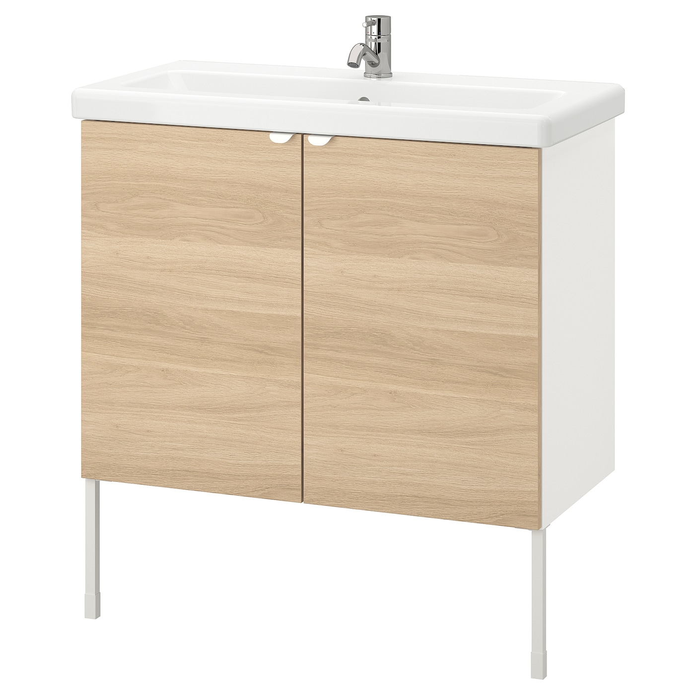 Шкаф под умывальник с 2 дверцами - ENHET / TVÄLLEN IKEA/ЭНХЕТ/ТВЕЛЛЕН ИКЕА,  87х84 см, бежевый/белый