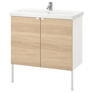 Шкаф под умывальник с 2 дверцами - ENHET / TVÄLLEN IKEA/ЭНХЕТ/ТВЕЛЛЕН ИКЕА,  87х84 см, бежевый/белый