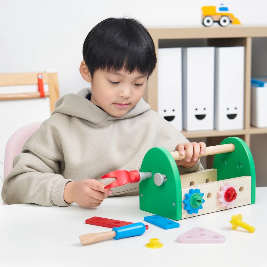 Набор игрушечных инструментов из 13 предметов - IKEA BLOMFLUGA/БЛОМФЛЮГА ИКЕА, разноцветный (изображение №3)