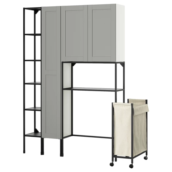 Стеллаж для ванны - ENHET IKEA / ЭНХЕТ ИКЕА, 204х140 см, серый