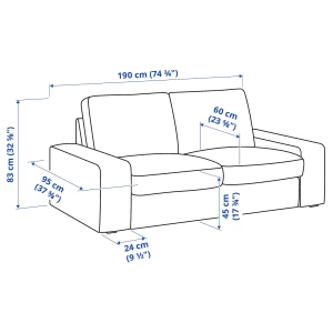 Второе фото. Диван 2-местный - IKEA KIVIK/КИВИК ИКЕА, 190х83х95 см, бежевый