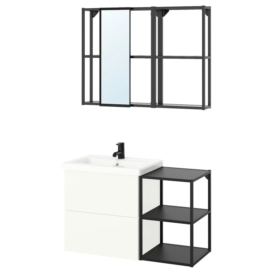 Комбинация для ванной - IKEA ENHET, 102х43х65 см, белый/антрацит, ЭНХЕТ ИКЕА (изображение №1)