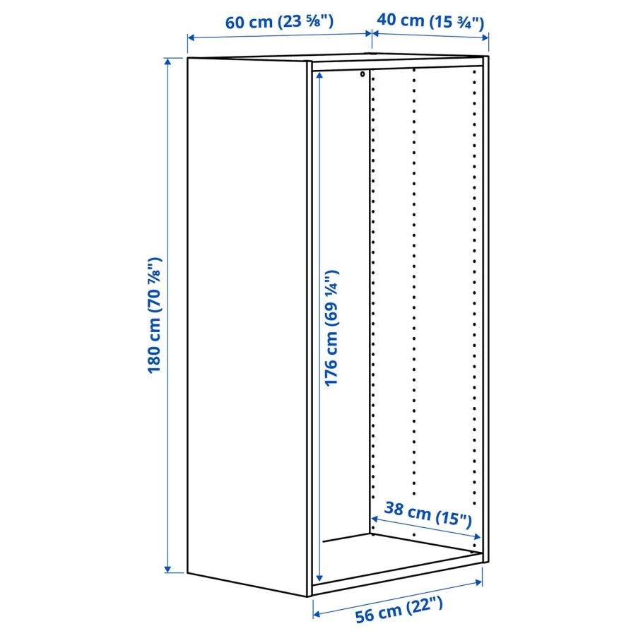 Каркас шкафа - PLATSA IKEA/ПЛАЦА ИКЕА, 40х160х180 см, белый (изображение №3)