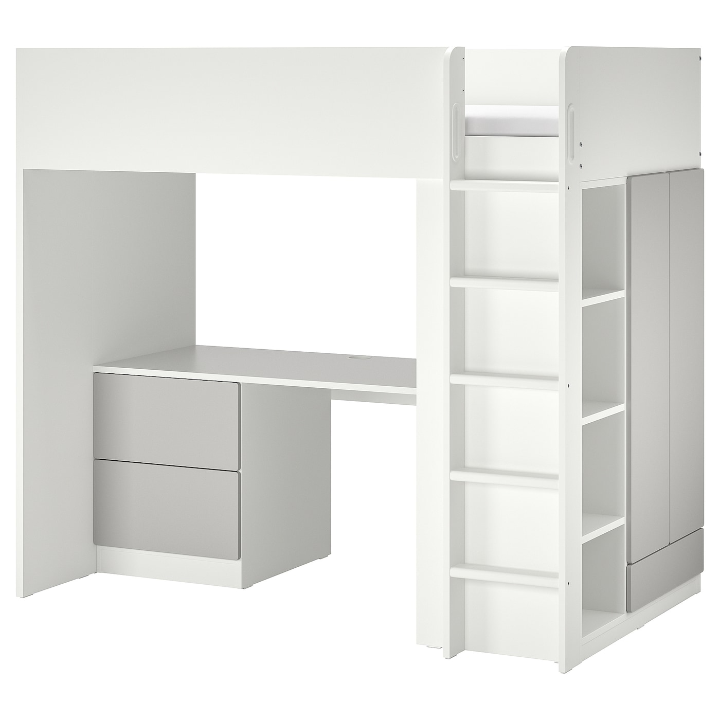 Кровать двухъярусная - IKEA SMÅSTAD/SMASTAD/СМОСТАД ИКЕА, 90x200 см, белый/серый