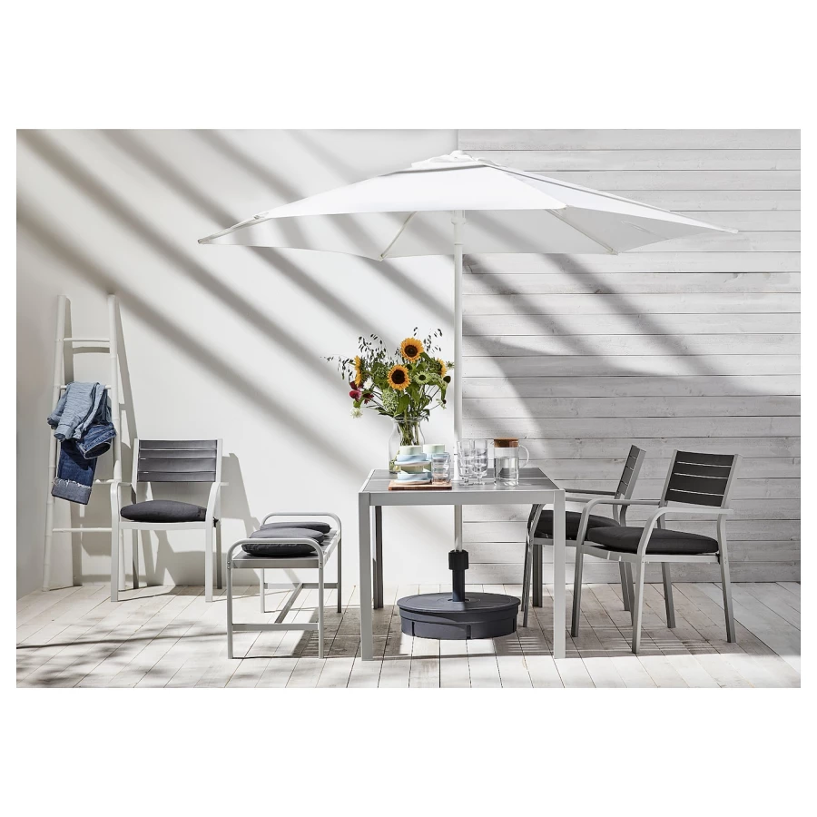 Зонт от солнца - HÖGÖN/HОGОN IKEA/ ХЕГЕН ИКЕА, 270 см, белый/черный (изображение №3)
