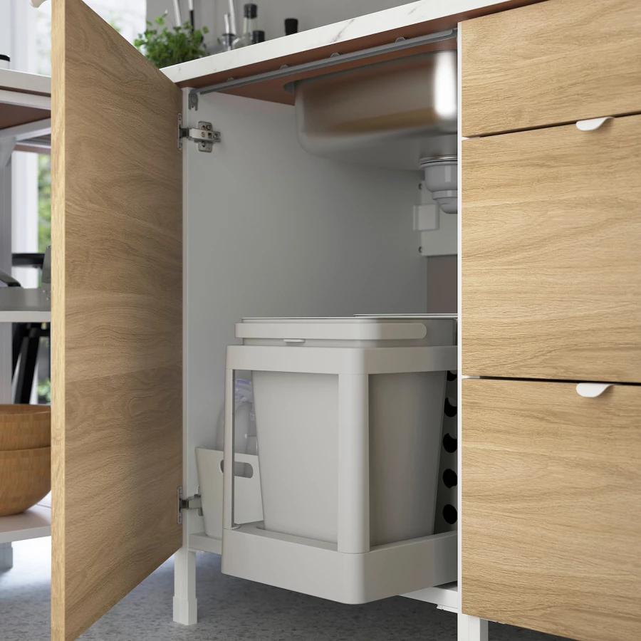 Комбинация для кухонного хранения  - ENHET  IKEA/ ЭНХЕТ ИКЕА, 323х63,5х241 см, белый/бежевый (изображение №5)