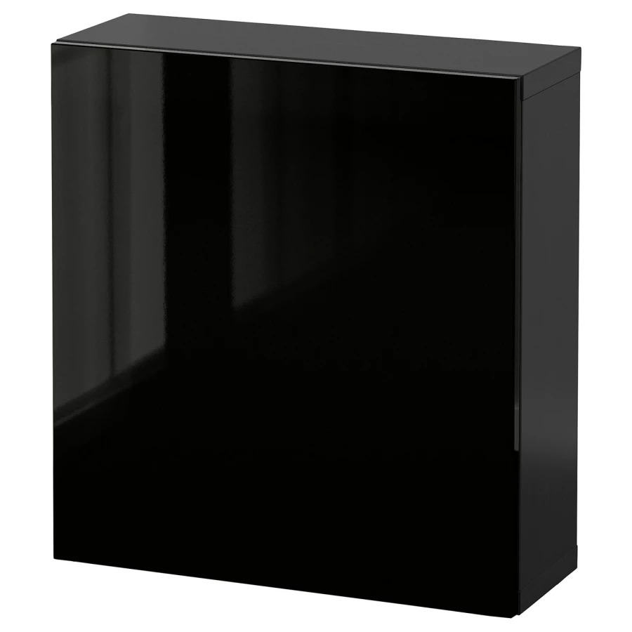 Настенный шкаф - IKEA BESTÅ/BESTA, 60x22x64 см, черный, БЕСТО ИКЕА (изображение №1)