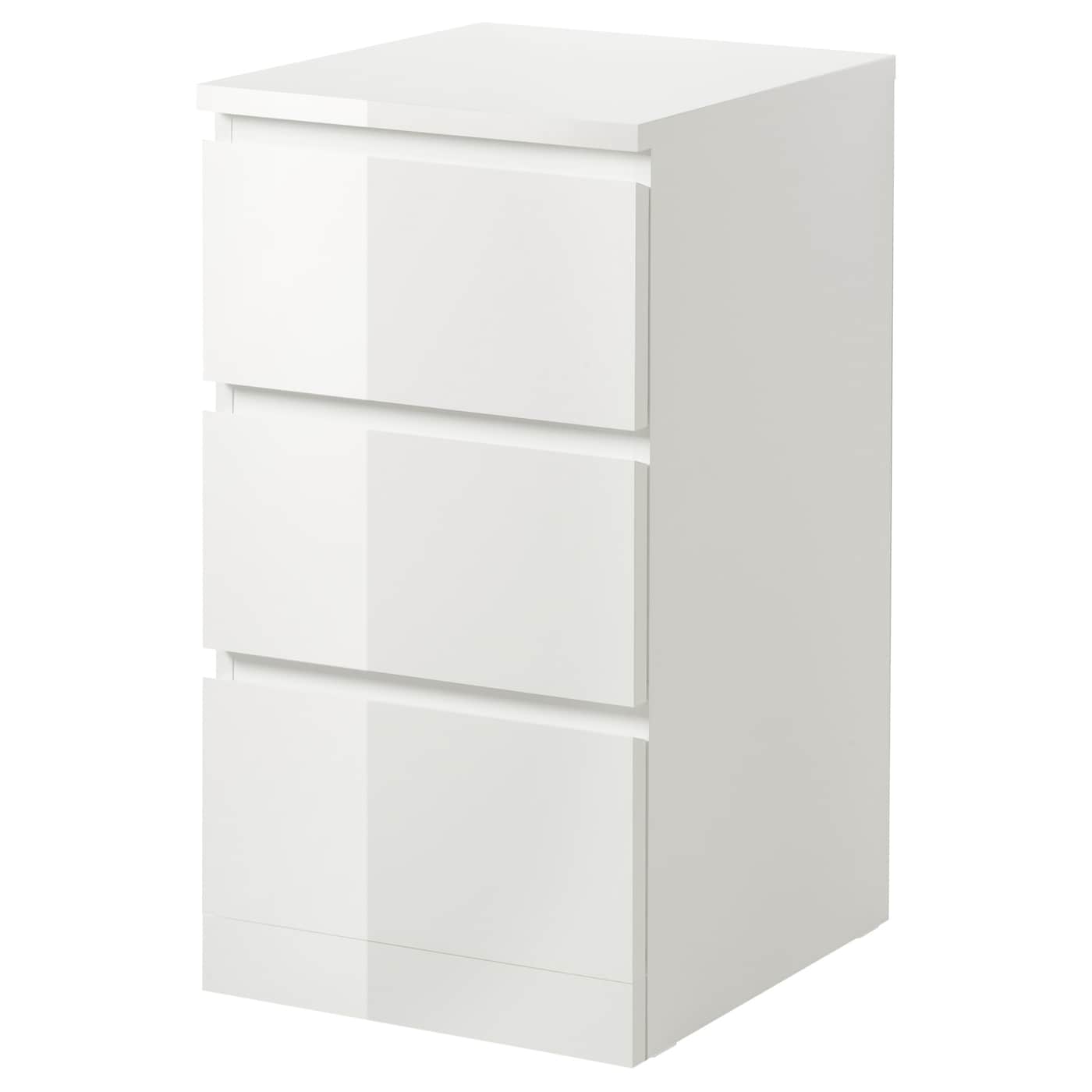 Комод - IKEA MALM/МАЛЬМ ИКЕА, 78х48х40 см, белый глянцевый