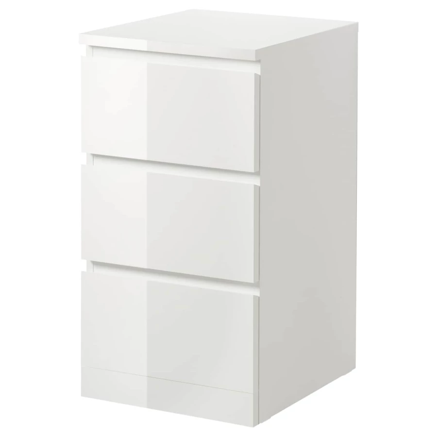 Комод - IKEA MALM/МАЛЬМ ИКЕА, 78х48х40 см, белый глянцевый (изображение №1)