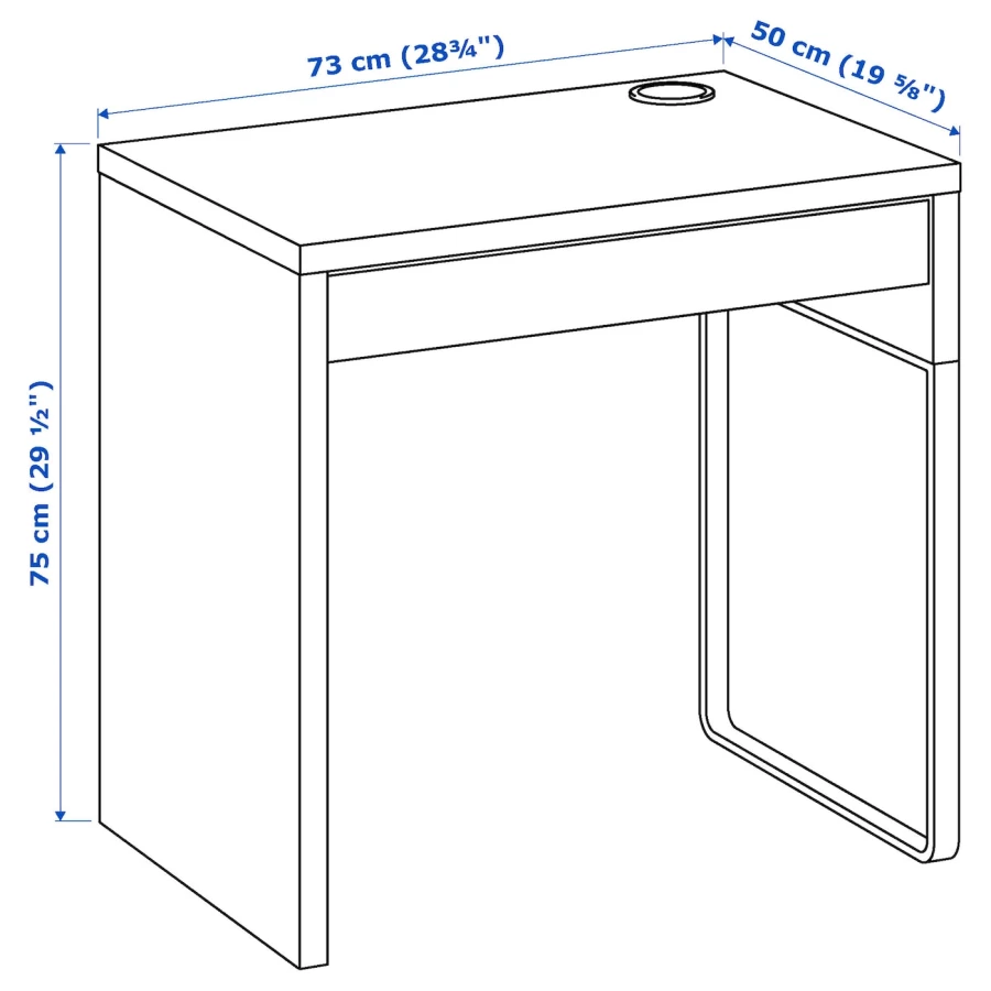 Письменный стол с ящиком - IKEA MICKE, 73x50 см, белый, МИККЕ ИКЕА (изображение №7)