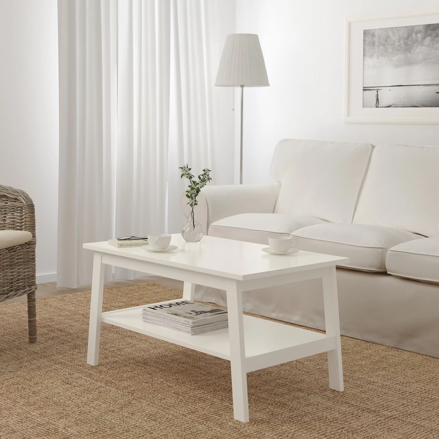 Журнальный стол - IKEA LUNNARP/ИКЕА ЛУНАРП, 90х55х49 см, белый (изображение №2)