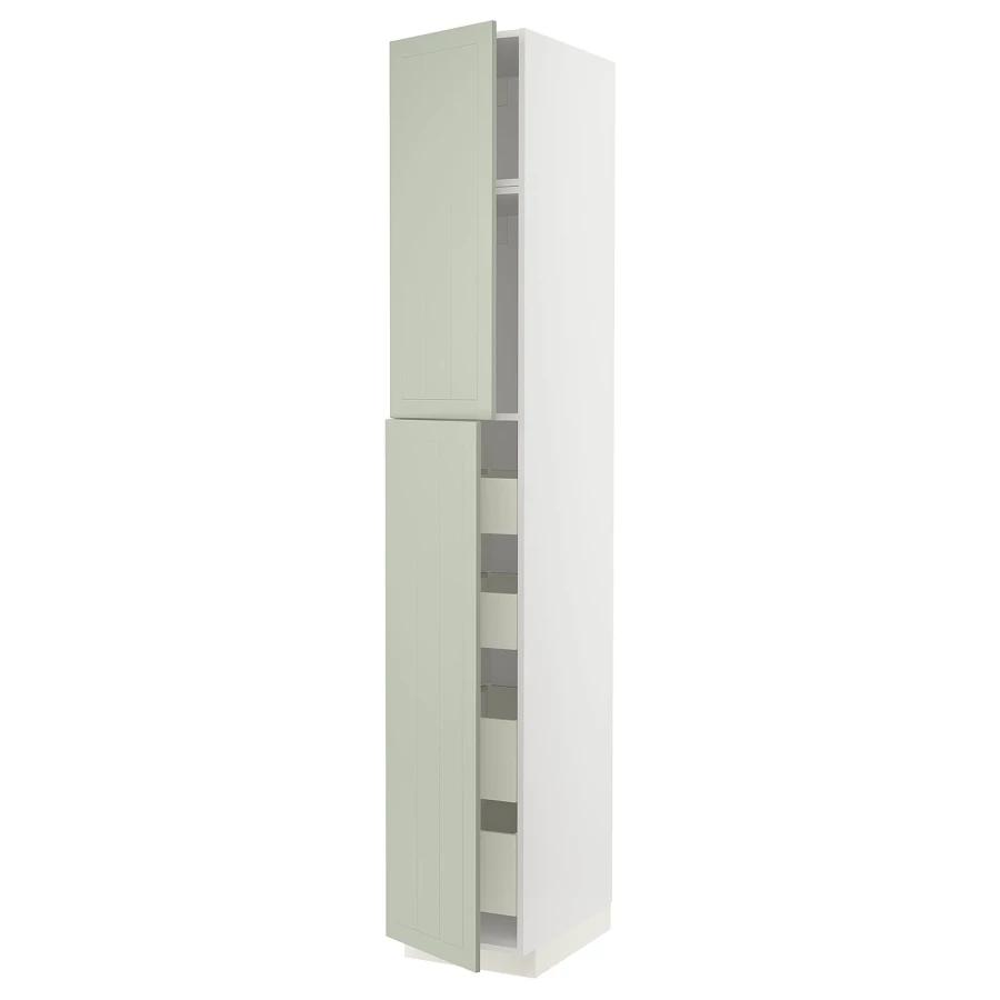 Высокий шкаф - IKEA METOD/MAXIMERA/МЕТОД/МАКСИМЕРА ИКЕА, 240х60х40 см, белый/светло-зеленый (изображение №1)