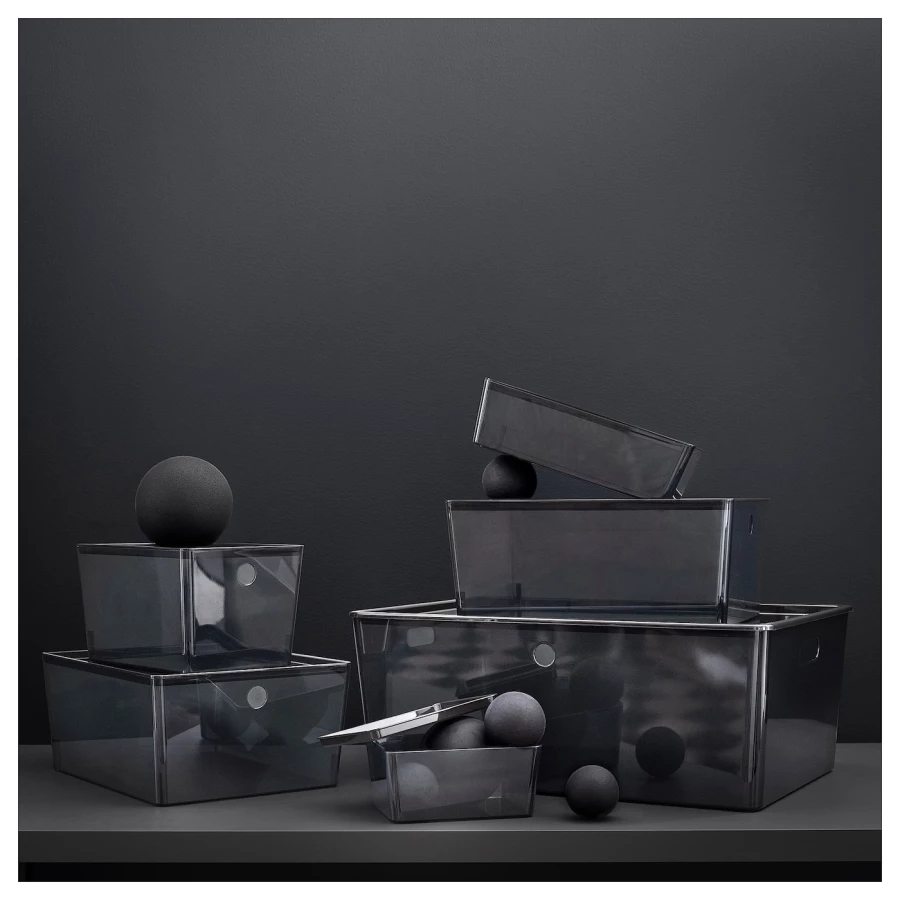 Коробка с крышкой - KUGGIS IKEA/ КУГГИС ИКЕА, 26х35х15 см, черный (изображение №6)