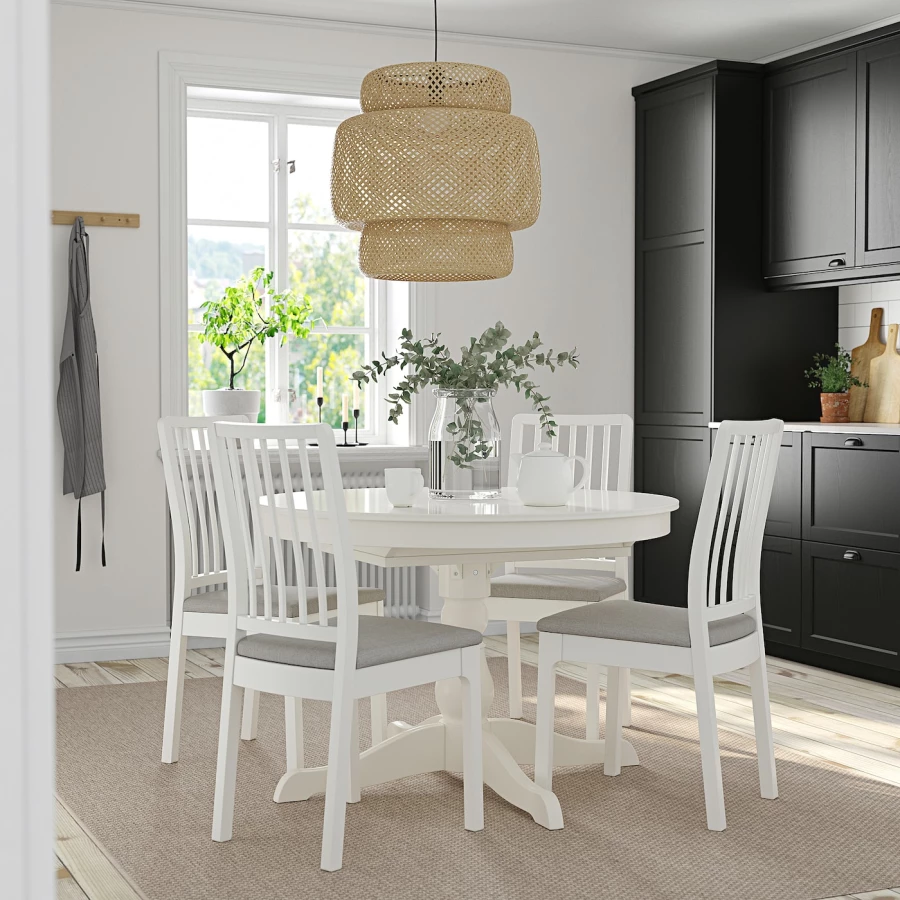 Стол и 4 стула - IKEA EKEDALEN/INGATORP/ ЭКЕДАЛЕН/ИНГАТОРП ИКЕА, 110 см, белый/серый (изображение №2)