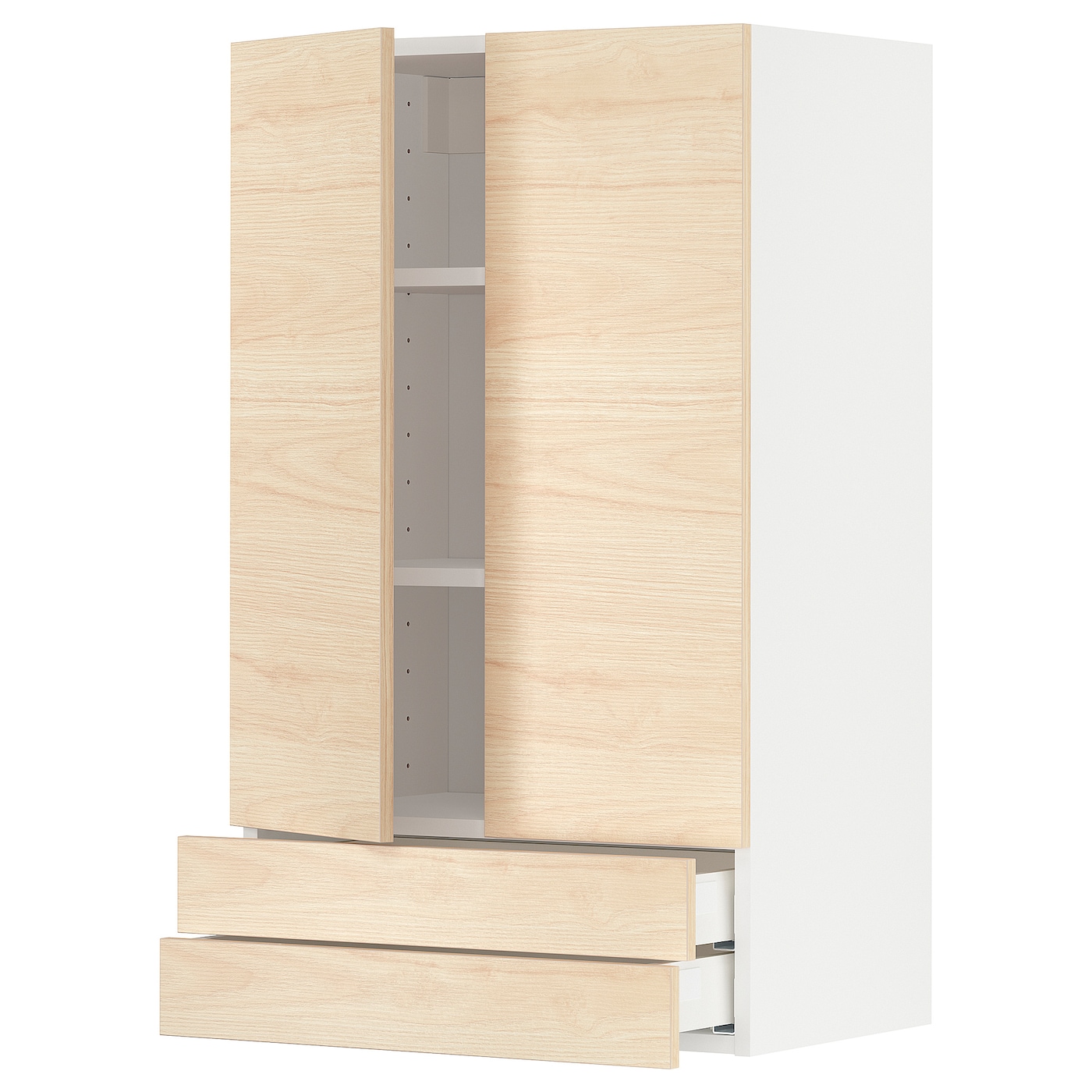 Навесной шкаф с полкой - METOD/MAXIMERA  IKEA/ МЕТОД /МАКСИМЕРА ИКЕА, 100х60 см, белый/под беленый дуб