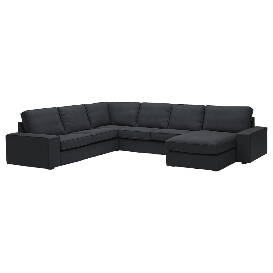 4-местный угловой диван и кушетка - IKEA KIVIK, 83x95x257/347см, черный, КИВИК ИКЕА (изображение №1)