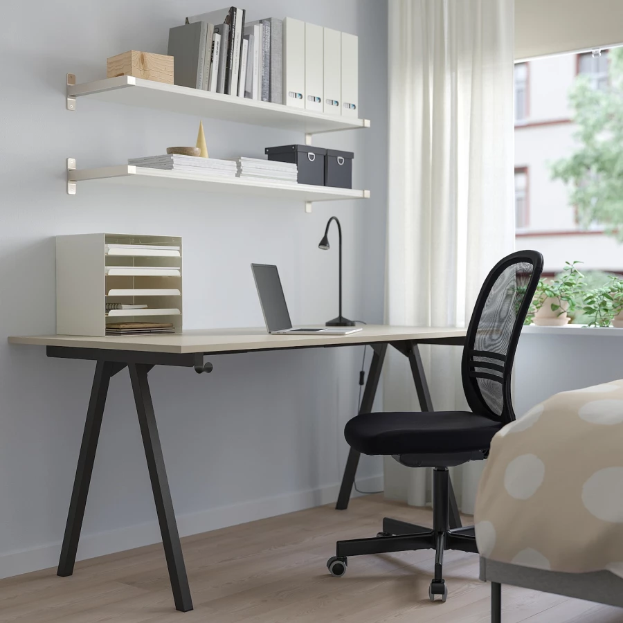 Письменный стол - IKEA TROTTEN, 160х80 см, бежевый/антрацит, ТРОТТЕН ИКЕА (изображение №7)
