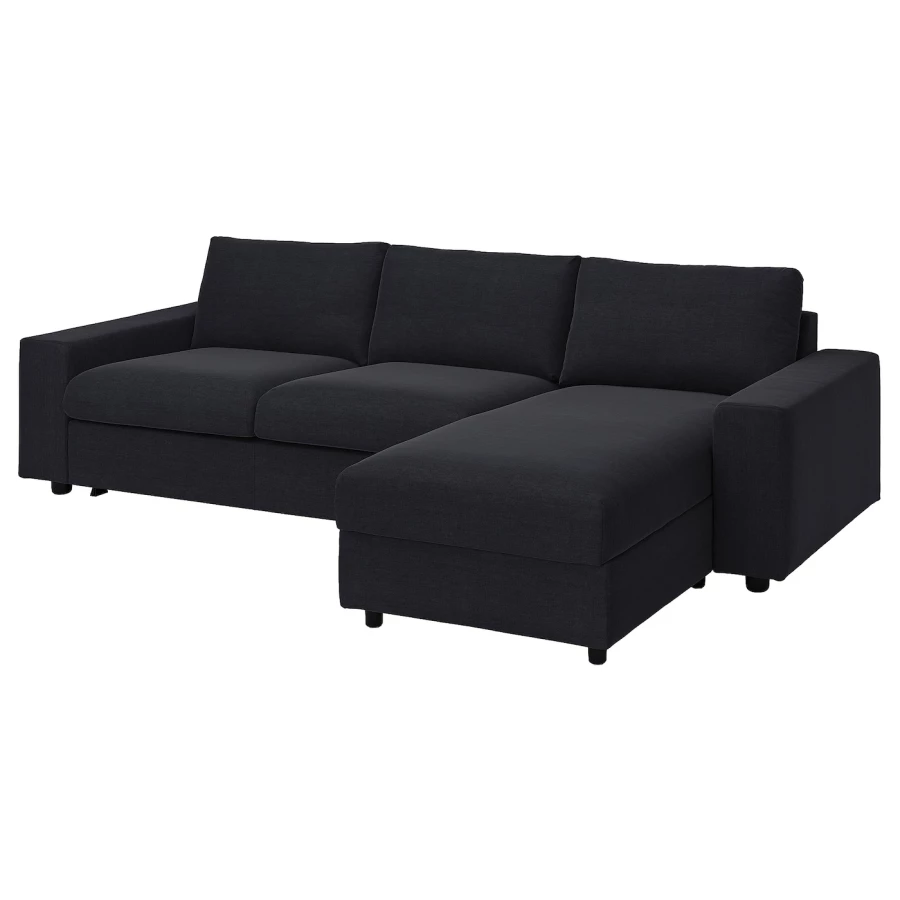 3-местный диван с шезлонгом - IKEA VIMLE, 98x285см, черный, ВИМЛЕ ИКЕА (изображение №2)