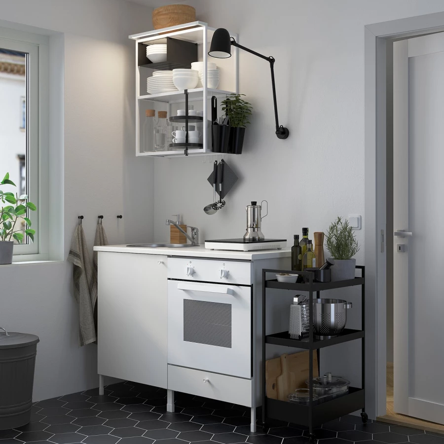 Кухонная комбинация для хранения -  ENHET  IKEA/ ЭНХЕТ ИКЕА, 123x63,5x222 см, белый (изображение №2)