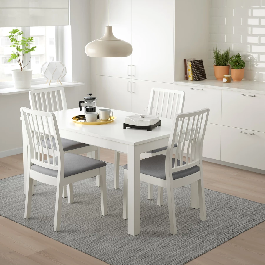 Стол и 4 стула - IKEA EKEDALEN/ЭКЕДАЛЕН ИКЕА, 120х180x80 см, белый/серый (изображение №2)