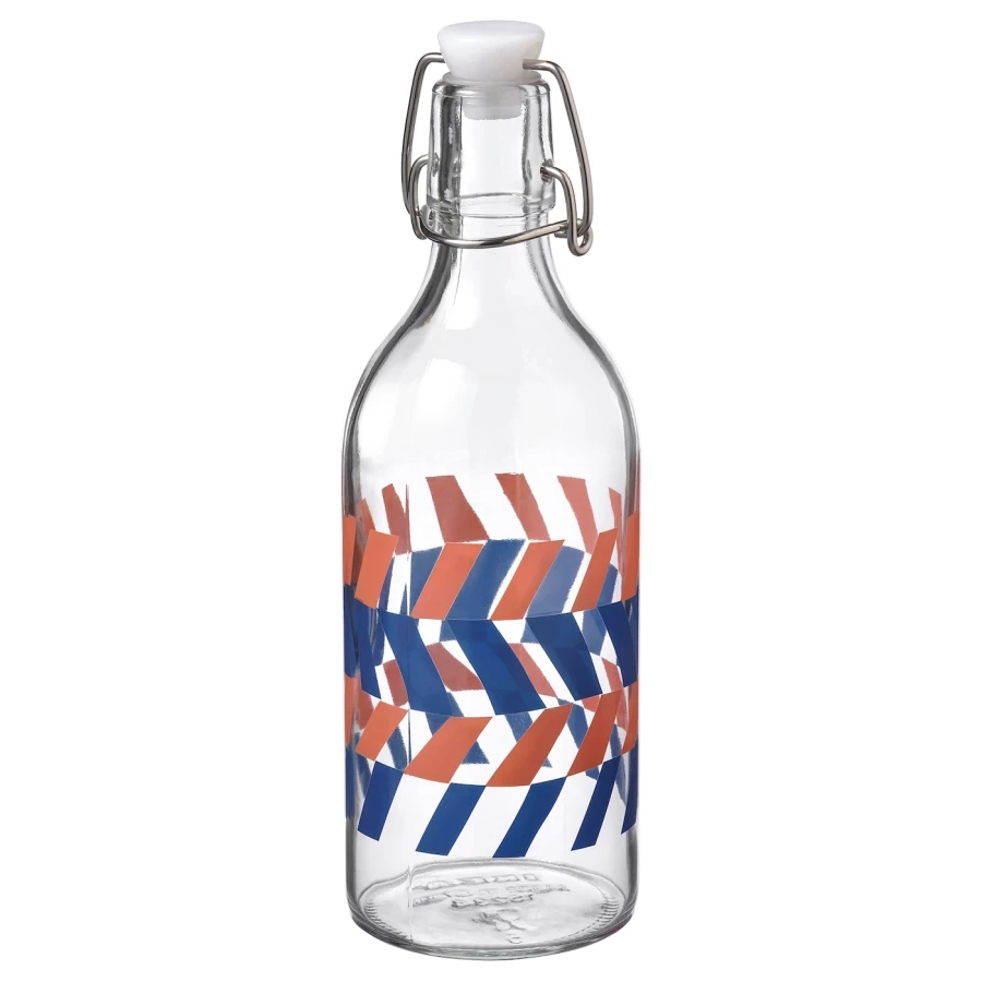 Бутылка с крышкой - IKEA KORKEN, 0.5 л, стекло/синий/оранжевый, КОРКЕН ИКЕА (изображение №1)