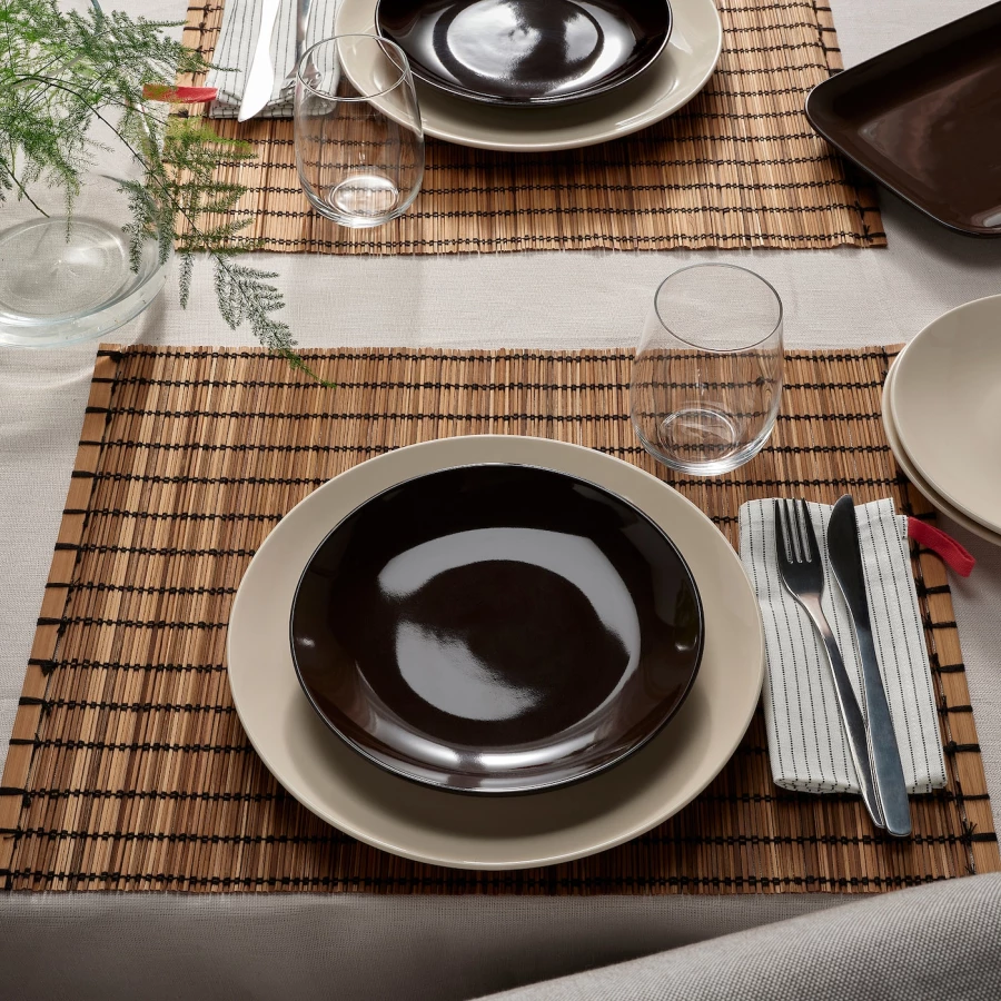 Набор тарелок, 4 шт. - IKEA FÄRGKLAR/FARGKLAR, 20 см, коричневый, ФЭРГКЛАР ИКЕА (изображение №2)