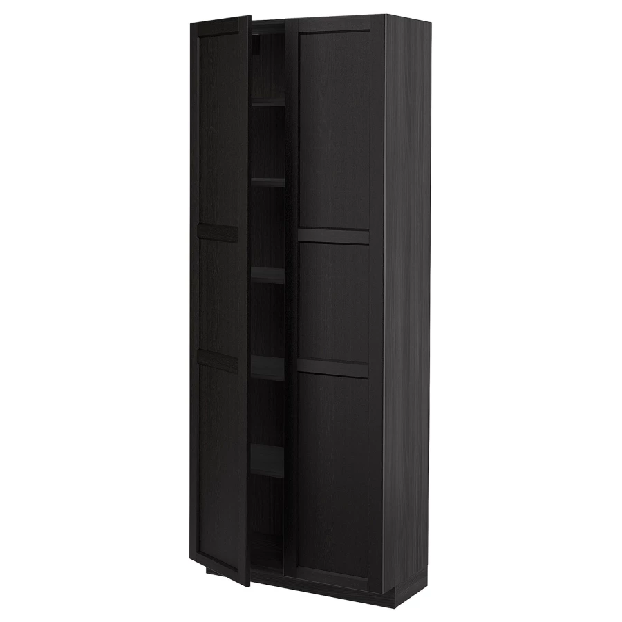 Высокий шкаф - IKEA METOD/МЕТОД ИКЕА, 200х37х80 см, черный (изображение №1)