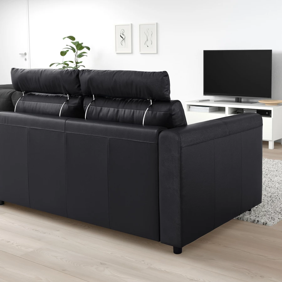 4-местный угловой диван - IKEA VIMLE, 249х98х100 см, черный, кожа, ВИМЛЕ ИКЕА (изображение №3)