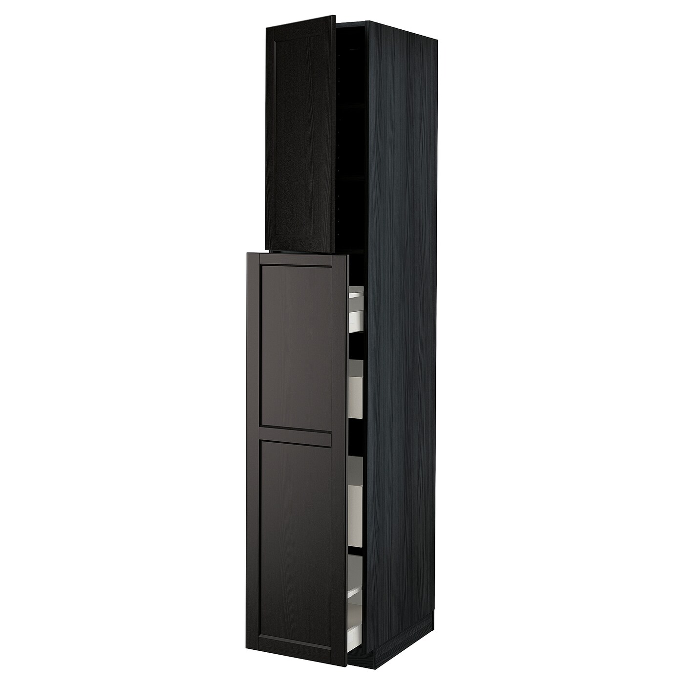 Высокий шкаф - IKEA METOD/MAXIMERA/МЕТОД/МАКСИМЕРА ИКЕА, 220х60х40 см, черный