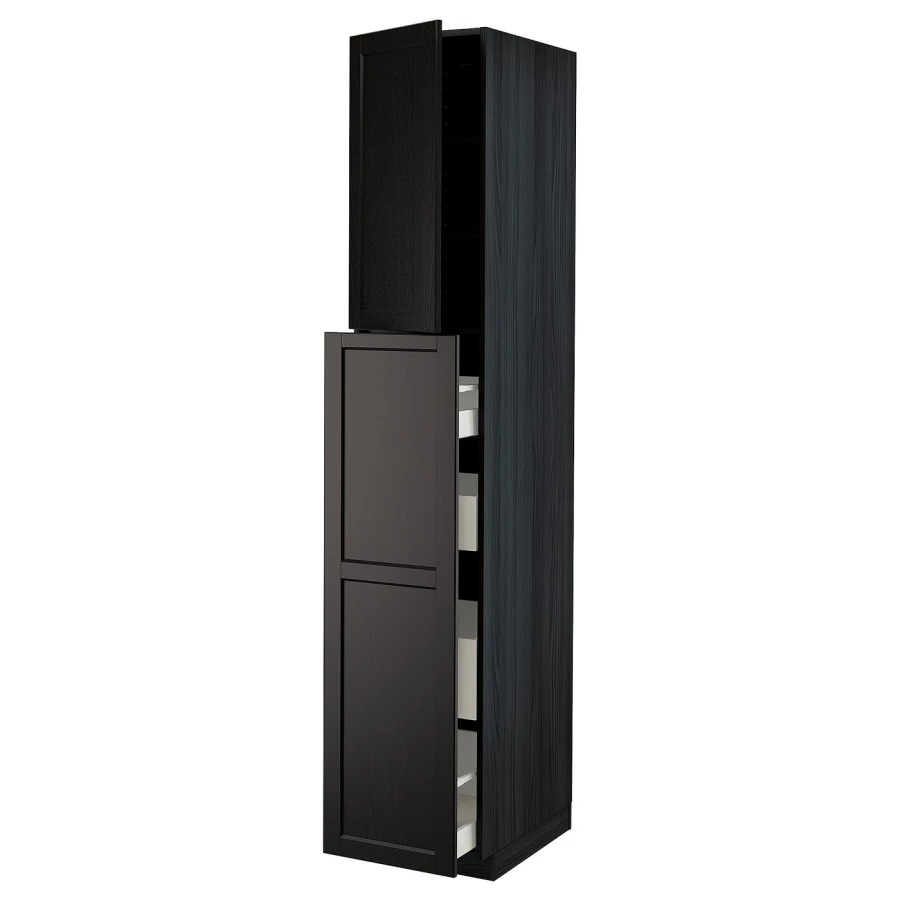 Высокий шкаф - IKEA METOD/MAXIMERA/МЕТОД/МАКСИМЕРА ИКЕА, 220х60х40 см, черный (изображение №1)