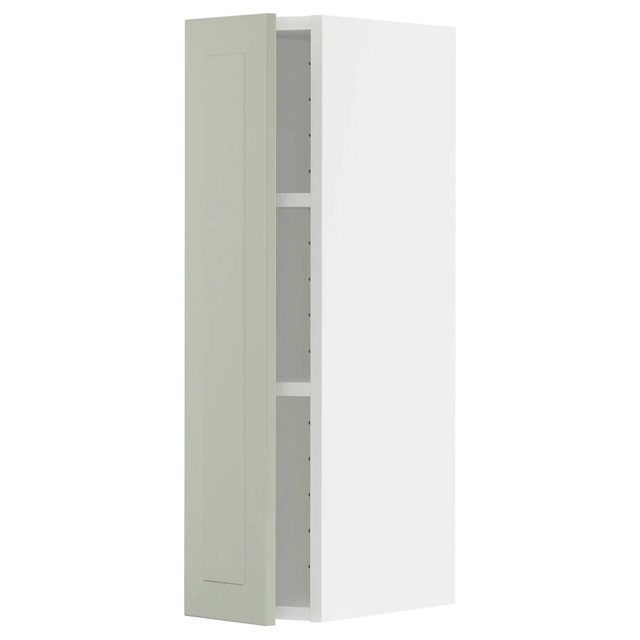 Навесной шкаф с полкой - METOD IKEA/ МЕТОД ИКЕА, 80х20 см, белый/зеленый (изображение №1)