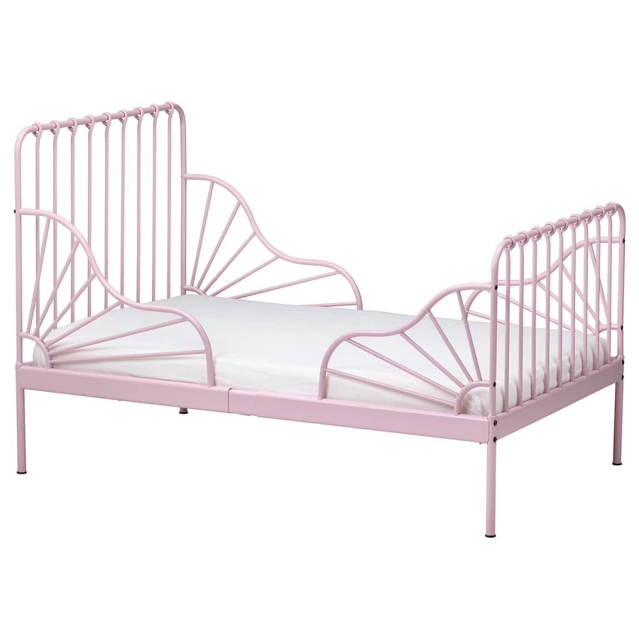 Кровать одноярусная - IKEA MINNEN/LURÖY, 80x200 см, розовый, ИКЕА (изображение №1)