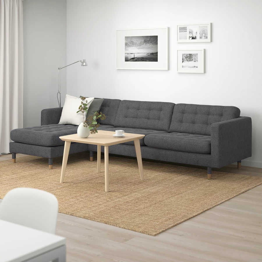 4-местный диван с шезлонгом - IKEA LANDSKRONA, 89x280см, темно-серый, ЛАНДСКРУНА ИКЕА (изображение №2)