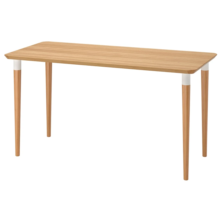 Письменный стол - IKEA ANFALLARE/HILVER, 140х65 см, бамбук/белый, АНФАЛЛАРЕ/ХИЛВЕР ИКЕА (изображение №1)