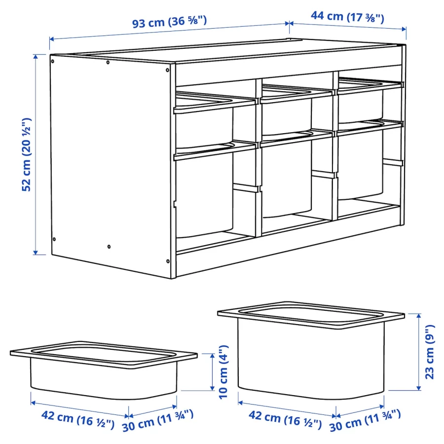 Стеллаж - IKEA TROFAST, 93х44х52 см, сосна/белый/розовый, ТРУФАСТ ИКЕА (изображение №3)