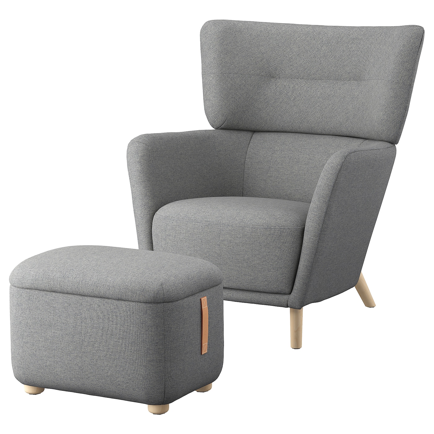 Кресло с подлокотником и пуф - IKEA OSKARSHAMN, 82х96х101 см, серый, ОСКАРСХАМН ИКЕА