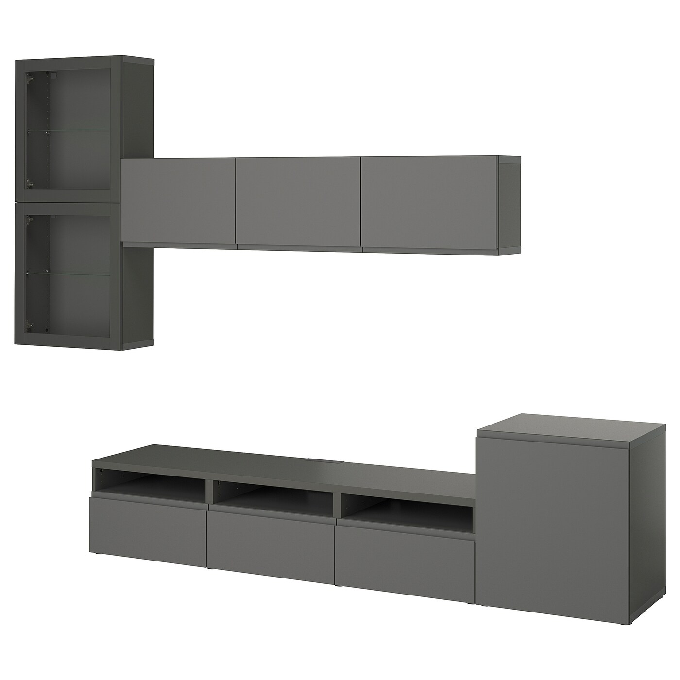 Комбинация для хранения ТВ - IKEA BESTÅ/BESTA, 211x42x300см, темно-серый, БЕСТО ИКЕА