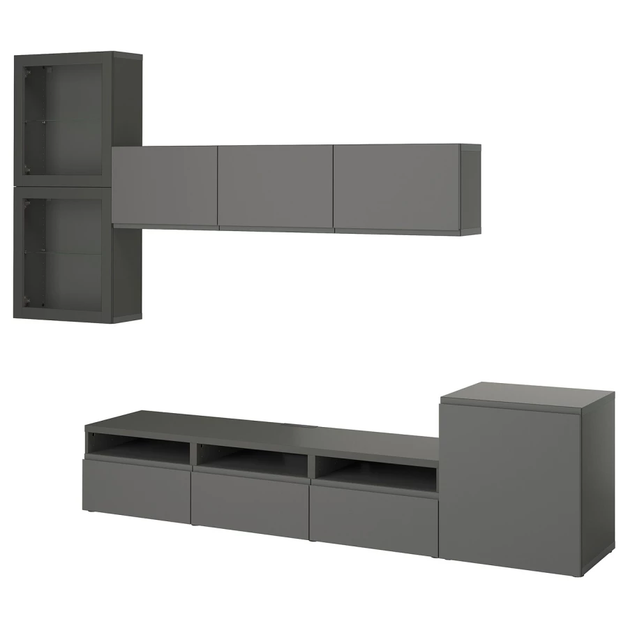 Комбинация для хранения ТВ - IKEA BESTÅ/BESTA, 211x42x300см, темно-серый, БЕСТО ИКЕА (изображение №1)
